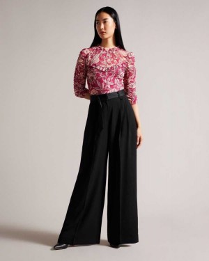 Ted Baker Eliziie Wide Leg Trousers With Pleat Detail Black | 10892-VUEC