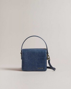 Ted Baker Ell Imitation Croc Mini Crossbody Bag Blue | 85306-ARIH