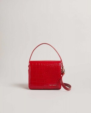 Ted Baker Ell Imitation Croc Mini Crossbody Bag Red | 27356-UMDL