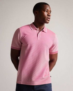 Ted Baker Ellerby Short Sleeve Striped Polo Shirt Medium Pink | 75134-AFPV