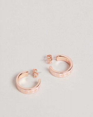 Ted Baker Emrie Enamel Heart Hoop Earrings Pale Pink | 96534-KADW