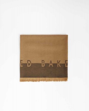 Ted Baker Esteli Ted Baker Logo Long Scarf Tan | 14893-ENWJ