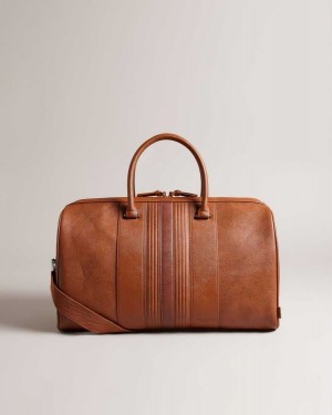 Ted Baker Evyday Striped PU Holdall Tan | 01782-KWSL