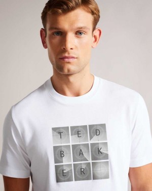 Ted Baker Farow Short Sleeve Regular Fit Branded T-Shirt White | 40675-PWZF