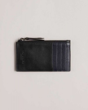 Ted Baker Fineas Waxy Leather Card Holder Black | 04391-DBYI