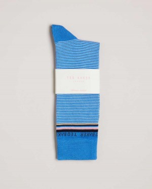 Ted Baker Finestr Fine Striped Socks Blue | 76084-ISVA