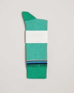 Ted Baker Finestr Fine Striped Socks Green | 34251-RLAT