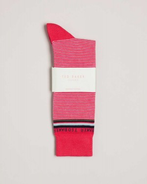 Ted Baker Finestr Fine Striped Socks Pink | 72643-MXTD