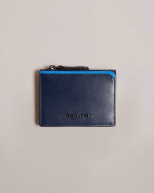 Ted Baker Finnis Contrast Detail Card Holder Navy | 89235-GBFU