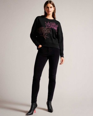 Ted Baker Genno Graphic Sweatshirt Black | 09712-QRDC