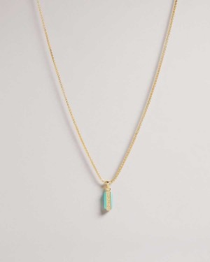 Ted Baker Gianni Gem Bar Pendant Necklace Teal-Blue | 09471-ABLJ