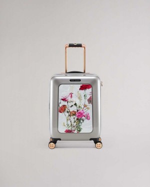 Ted Baker Gusto Watercolour Floral Small Trolley Case Light Grey | 07946-JWLB