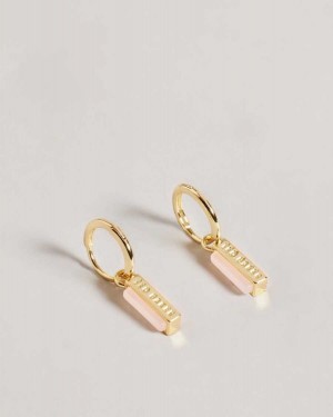 Ted Baker Gwennie Gem Bar Huggie Earrings Pale Pink | 15094-ZYSC