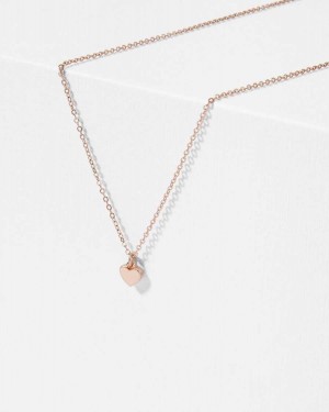 Ted Baker Hara Heart Pendant Necklace Rose Gold Colour | 28690-AXPO