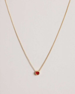 Ted Baker Harparh Glass Heart Pendant Necklace Red | 61937-MPYG