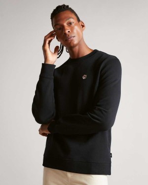 Ted Baker Hatton Long Sleeve Sweatshirt Black | 45079-LKHB