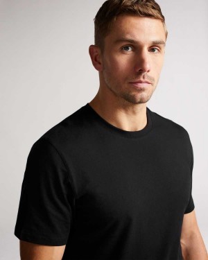 Ted Baker Hawking Short Sleeve Plain T Shirt Black | 96245-NDHK