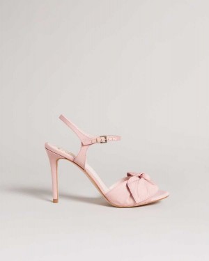 Ted Baker Heevia Moire Satin Bow Heeled Sandals Dusky Pink | 23047-TXQA