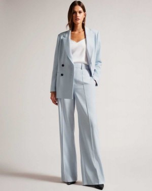 Ted Baker Hildiat High Waisted Wide Leg Trousers Baby Blue | 76549-UGRY