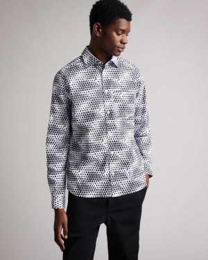 Ted Baker Hundon Geo Tile Print Shirt White | 41293-UDVQ