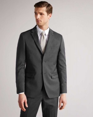 Ted Baker Irvinjr Regular Charcoal Twill Suit Jacket Charcoal | 35976-IBUS