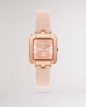 Ted Baker Ivelisa Square Watch With Vegan Leather Strap Light Pink | 13892-FEDN