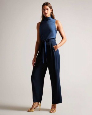 Ted Baker Jemmiah Wide Leg Trousers Dark Navy | 42791-EIPJ