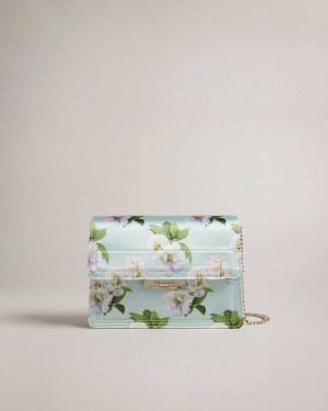 Ted Baker Jenil Floral Satin Crossbody Bag Pale Green | 20576-GHBA