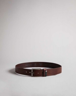 Ted Baker Keepsak Contrast Detail Leather Belt Tan | 13457-MJAP