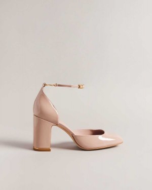 Ted Baker Keliy Strappy Chain Patent Heels Pale Pink | 05312-SIJG