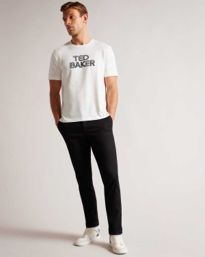 Ted Baker Kenedy Short Sleeve Regular Fit Branded T-Shirt White | 06584-RDAJ