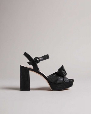 Ted Baker Kenziie Heeled Bow Sandal Black | 83479-TGUY