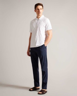 Ted Baker Kimmel Linen Blend Elasticated Trousers Navy | 63478-BGTD