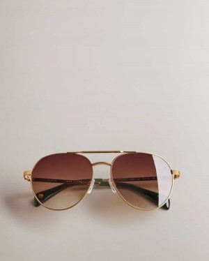 Ted Baker Konradi Metal Aviator Sunglasses Gold Colour | 31586-DVWC