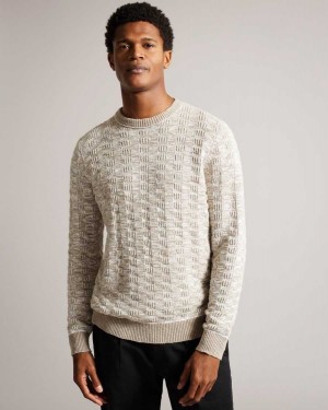 Ted Baker Kriskro Long Sleeve Textured Jumper White | 96784-TXDQ