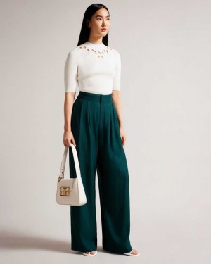 Ted Baker Krissi Wide Leg Trousers Dark Green | 70981-SIPK