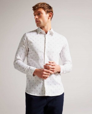 Ted Baker Kyme Long Sleeve Ditsy Floral Shirt White | 07869-MUCW