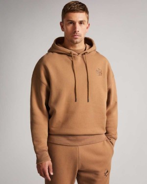 Ted Baker Lavery Long Sleeve Heavy Weight Hoodie Camel | 13945-HYOU