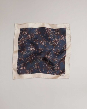 Ted Baker Leefpok Silk Floral Pocket Square Navy | 79506-UOHL