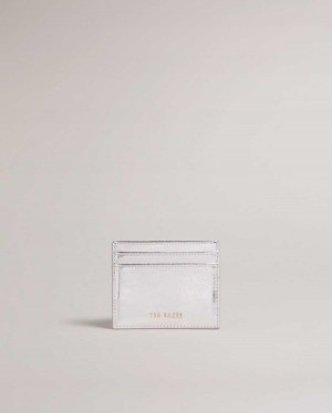 Ted Baker Liibbaa Metallic Cardholder Silver | 31968-XEGN