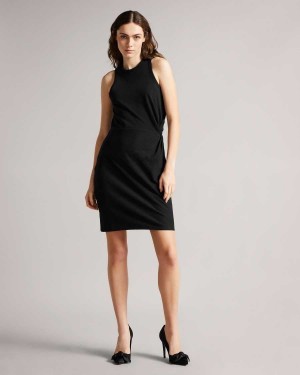 Ted Baker Livviaa Knot Front Jersey Dress Black | 16209-APFG