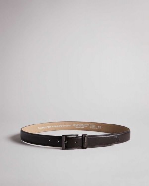 Ted Baker Lizwiz Leather Keeper Plate Belt Chocolate | 30841-QNUF