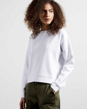 Ted Baker Lorito Logo Sweatshirt White | 43987-RHYP