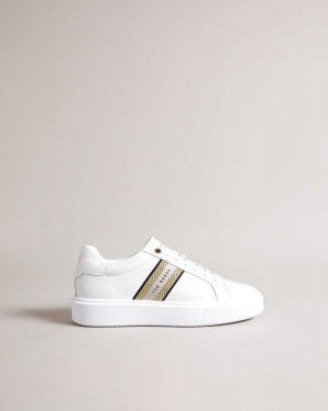 Ted Baker Lornie Platform Webbing Trainers Gold | 98271-VJLB