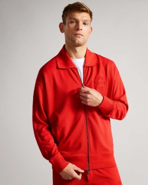 Ted Baker Lymn Graphic Jersey zip through Bright Red | 65814-FJTH