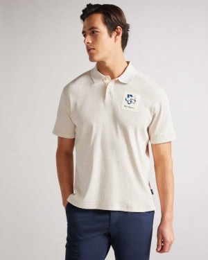 Ted Baker Marden Short Sleeve Ribbed Polo Shirt Natural | 10856-QHTI