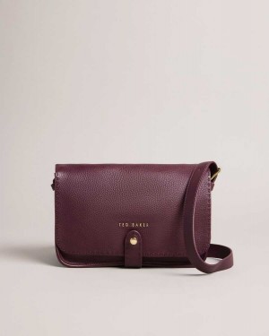 Ted Baker Markun Leather Crossbody Bag Deep Purple | 64807-XJUI