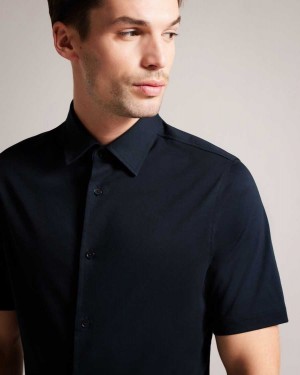 Ted Baker Marrsho Short Sleeve Smart Jersey Shirt Navy | 68104-ASFK