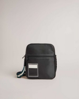 Ted Baker Matee Twill Retro Sport Flight Bag Black | 82043-WBVI