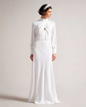 Ted Baker Mayrose Draped Sequin Embellished Maxi Dress White | 67149-ZTXY